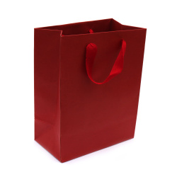 Cardboard Paper Gift Bag 18x10x23 cm Red color, with red handles