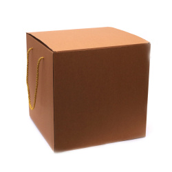 Кутия сгъваема с дръжки от крафт картон 30x30x30 см