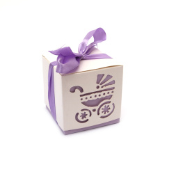 Cutie pliabila din carton pentru bebelusi 6x6x6 cm culoare violet