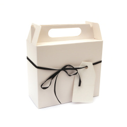 Πτυσσόμενο κουτί για δώρο από χαρτόνι 14,5x6,5x16 cm λευκό με κορδόνι