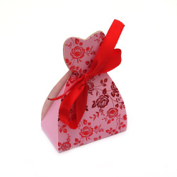 Cardboard Folding Gift Box 8.5x5.8x33.8 cm, for Women, Color: Pink, with Red Ribbon