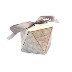 Cardboard Folding Gift Box 5.5x5.5x6 cm color gray and ribbon