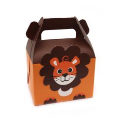 Кутия картонена сгъваема 5.5x5.5x6 см детска с лъв