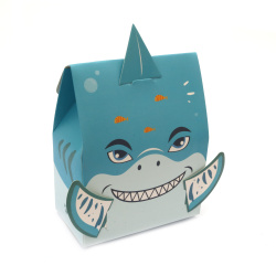 Box cardboard folding shark 10x5.5x12.5 cm color blue