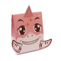 Cutie carton pliabila rechin 10x5,5x12,5 cm culoare roz