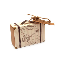 Κουτί κραφτ από χαρτόνι, πτυσσόμενο 7,5x5x2,5 εκ. βαλίτσα με κάρτα και σπάγκο