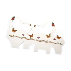 Cardboard Folding Box for Decoration with Butterflies and Hearts, 7.8x5.3x12 cm 