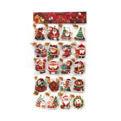 Set felicitari de Craciun cu brocart 72x82 mm Funny Christmas - 160 bucati