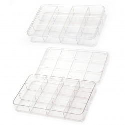 Box plastic 23x15x3.5 cm with 12 compartments