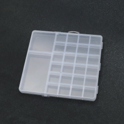 Bead Organizer Box with 26 Grids, Size: 20x19x1.8 cm 