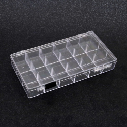 Bead Organizer Box with 18 Grids, Size: 20.5x10.5x3 cm