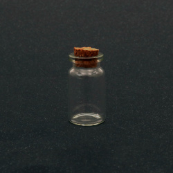 Glass Bottles, with Cork Tampions, Bead Containers2x30 mm  13 ml