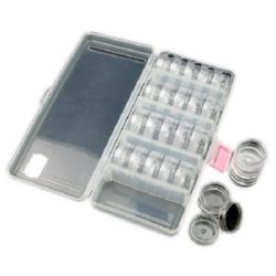 Plastic Storage Box: 19x8.5x3.5 cm / 5 Compartments with 25 Cylindrical Boxes: 3x7.8 cm
