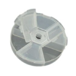 Plastic round box 8x2 cm 6 compartments with separate lids