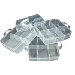 Plastic Storage Box: 15.5x16x13 cm / 3 Levels with 4 Removable Partitions and 6 Compartments