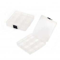 Beads Storage Plastic Box 13.6x13.8x2.2 cm with 9 compartments