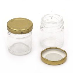Glass jar 53x43 mm metal cap color gold 35 ml