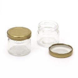Glass jar 41x43 mm metal cap color gold 25 ml