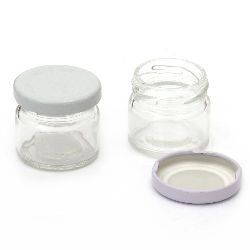 Glass jar 41x43 mm metal cap white 25 ml