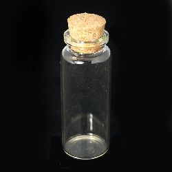 Glass Bottles, with Cork Tampions, Bead Containers 22x10 mm cork