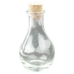 Teardrop-Shaped Glass Bottle with Cork Stopper, 88 × 49 mm