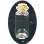 Glass Bottles, with Cork Tampions, Bead Containersr 22x50 mm  22 ml
