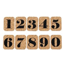 Autocolante decorative, material din pluta, numere, 10 buc