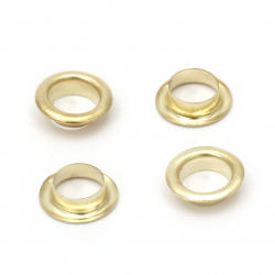 Insulete metalice pentru decor 12x3,5 mm orificiu 8 mm culoare aur Eyelets - 100 bucăți