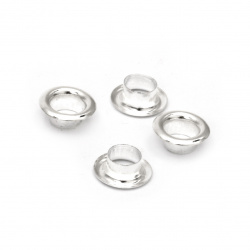 Stoc epuizat. Primeste notificare pe email cand produsul revine in stoc Capse / ailete metalice pentru decor 8x3,5 mm gaură 4,8 mm culoare alb Eyelets - 50 bucăți