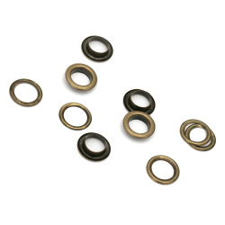 Brass Eyelets for Decoration 13x3.5 mm, Hole: 8 mm, Antique Bronze - 20 pieces