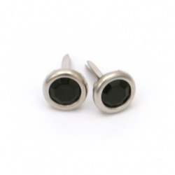 Stoc epuizat. Primeste notificare pe email cand produsul revine in stoc Brads metal 14x8,5 mm pentru decorare și scrapbooking cu imitație de piatră culoare negru -10 bucăți