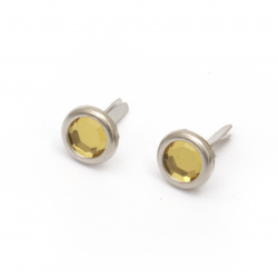 Metal Paper Fasteners with Rhinestone for Scrapbook Projects, 17x10 mm, Silver with Gold -10 pieces
