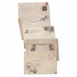 Card Envelope with Vintage Designs, 71x97 mm, ASSORTED -12 pieces