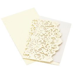 Card lace 185x125 mm ecru color with envelope