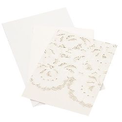 Card lace flowers 185x125 mm ecru color with envelope