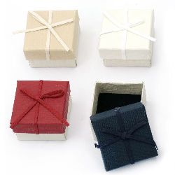 Small Cardboard Jewelry Gift Box for Ring, Earrings Packaging, 50x50 mm, ASSORTED Colors