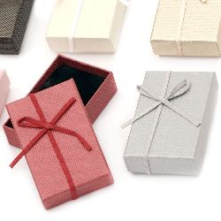 Stylish Cardboard Jewelry Gift Box with Ribbon, 50x80 mm ASSORTED
