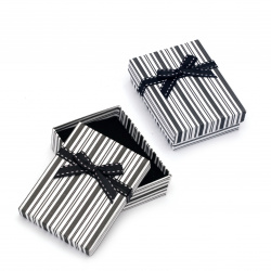 Cardboard Jewelry Box, with Satin Ribbons 70x90 mm white and black