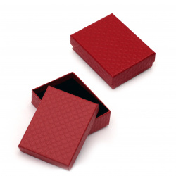 Stylish Embossed Cardboard Gift Box for Jewelry Packaging, 70x90 mm, Red