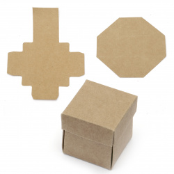 Kraft cardboard folding box 4x4 cm with lid
