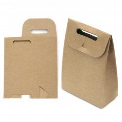 Торбичка крафт картон сгъваема 10x16x6 см