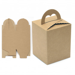 Кутия крафт картон сгъваема 9x9x12 см