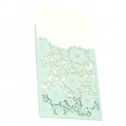 Card lace flowers 185x125 mm color blue and gold with envelope