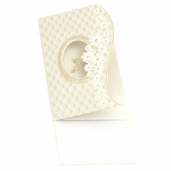 Κάρτα για γάμου λουλούδια και περιστέρια 195x125 mm λευκό χρώμα με φάκελο