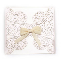 Greeting Card with Lace and Ribbon + Envelope, 150x145 mm