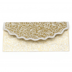 Luxury Envelope for Cash Gifts and Vouchers with Silver Floral Ornaments, 190x92 mm
