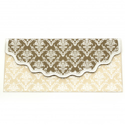 Luxury Envelope for Cash Gifts and Vouchers with Vintage Silver Pattern, 190x92 mm