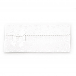 Ανάγλυφη κάρτα με κορδέλα 255x115 mm λευκή με φάκελο