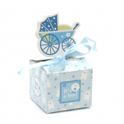 Folding Cardboard Gift Box for Baby-boy, 110x60x60 mm, Blue