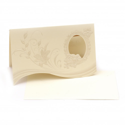 Wedding Card / Invitation with Envelope / Floral Ornaments, 190x125 mm, Cream Color
